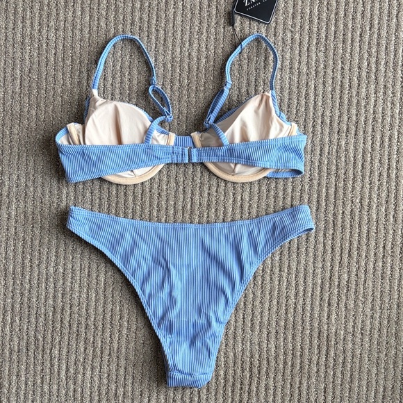 Light Blue Ribbed Bikini Set - Picture 3 of 3